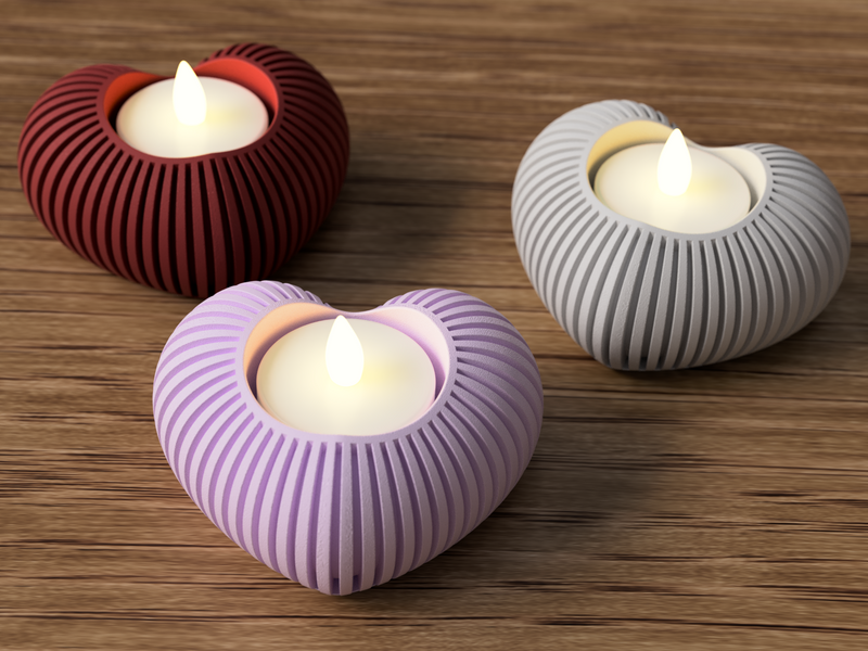 Heart LED Tealight Holder - 3D printed in Canada by UMore3D