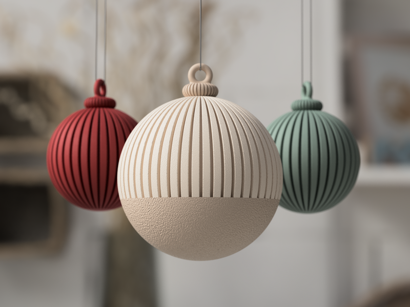 Japandi Christmas Ball - 3D printed in Canada by UMore3D