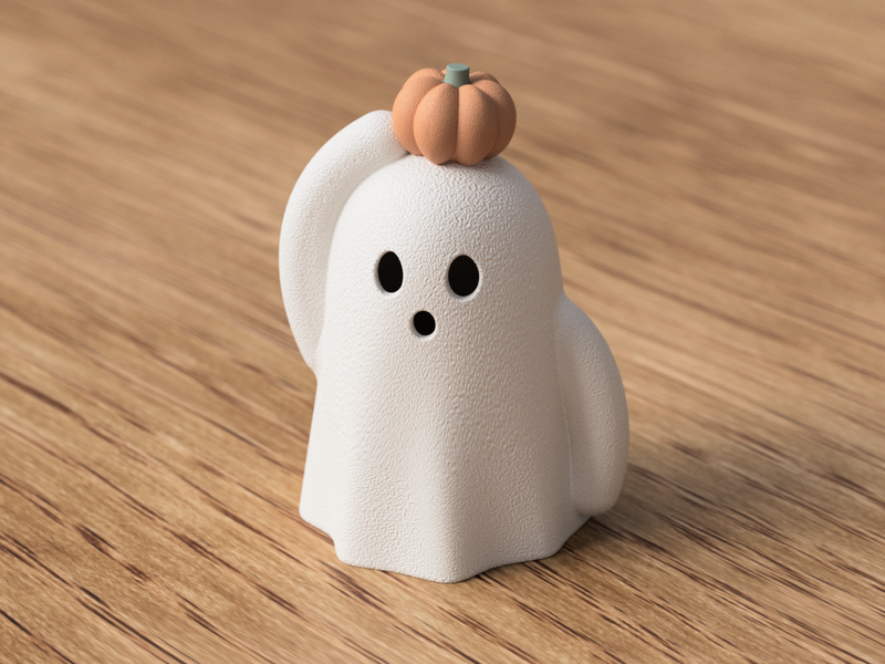 Little Ghost with Pumpkin - 3D printed in Canada by UMore3D