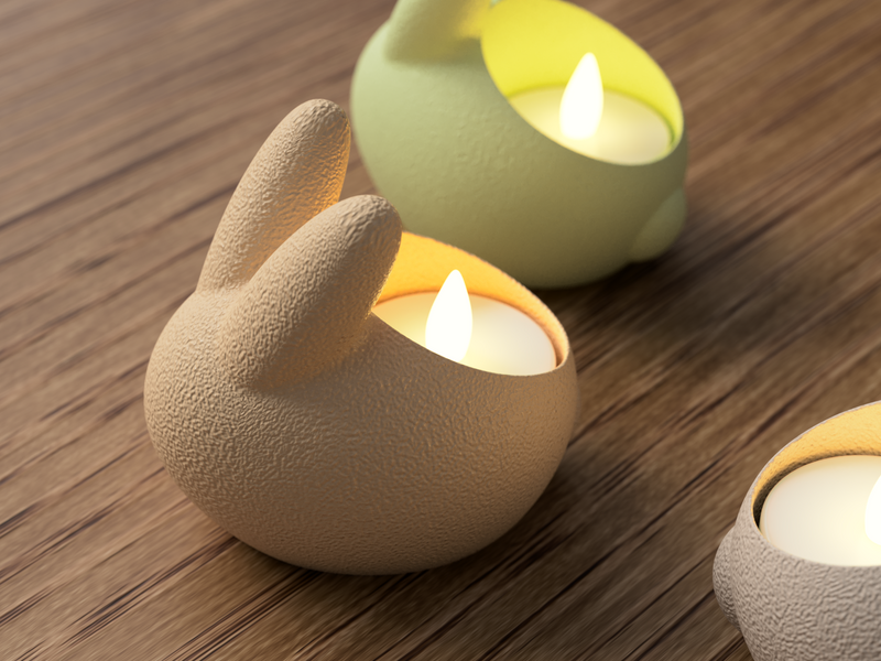 Easter Bunny LED Tealight Holder - 3D printed in Canada by UMore3D
