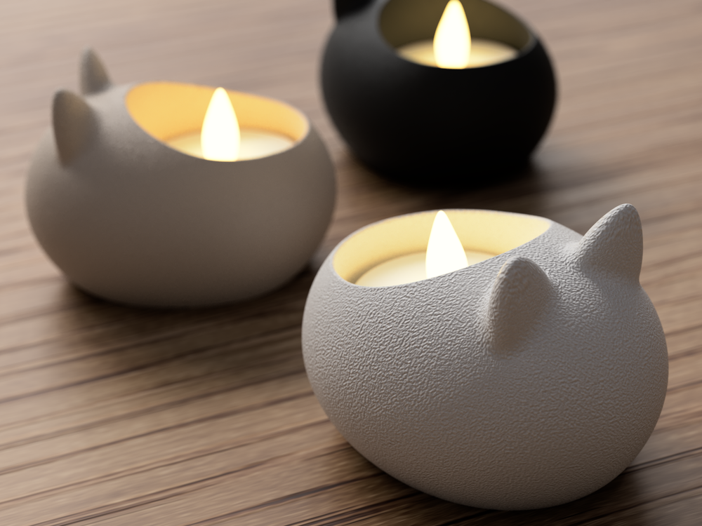 Cat LED Tealight Holder - 3D printed in Canada by UMore3D