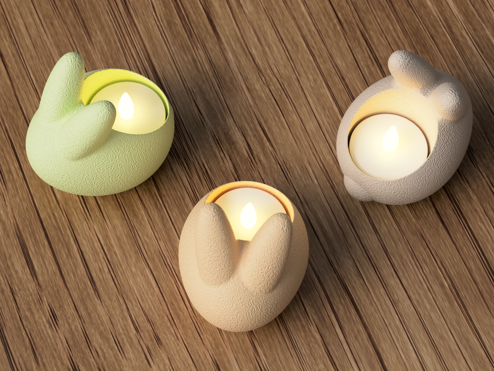 Easter Bunny LED Tealight Holder - 3D printed in Canada by UMore3D