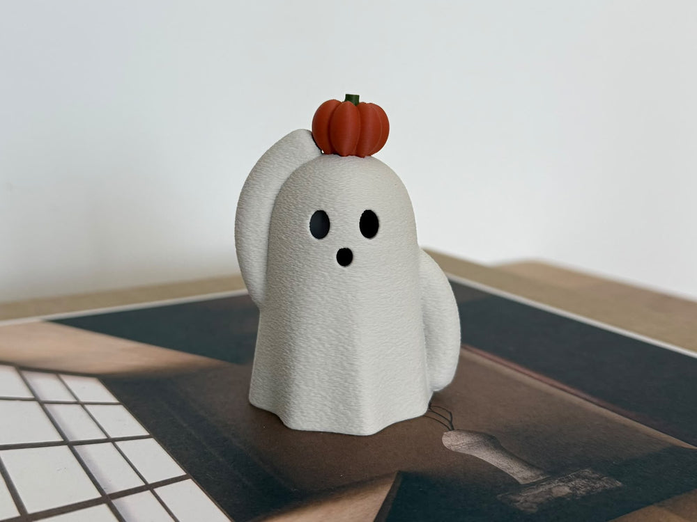Little Ghost with Pumpkin - 3D printed in Canada by UMore3D