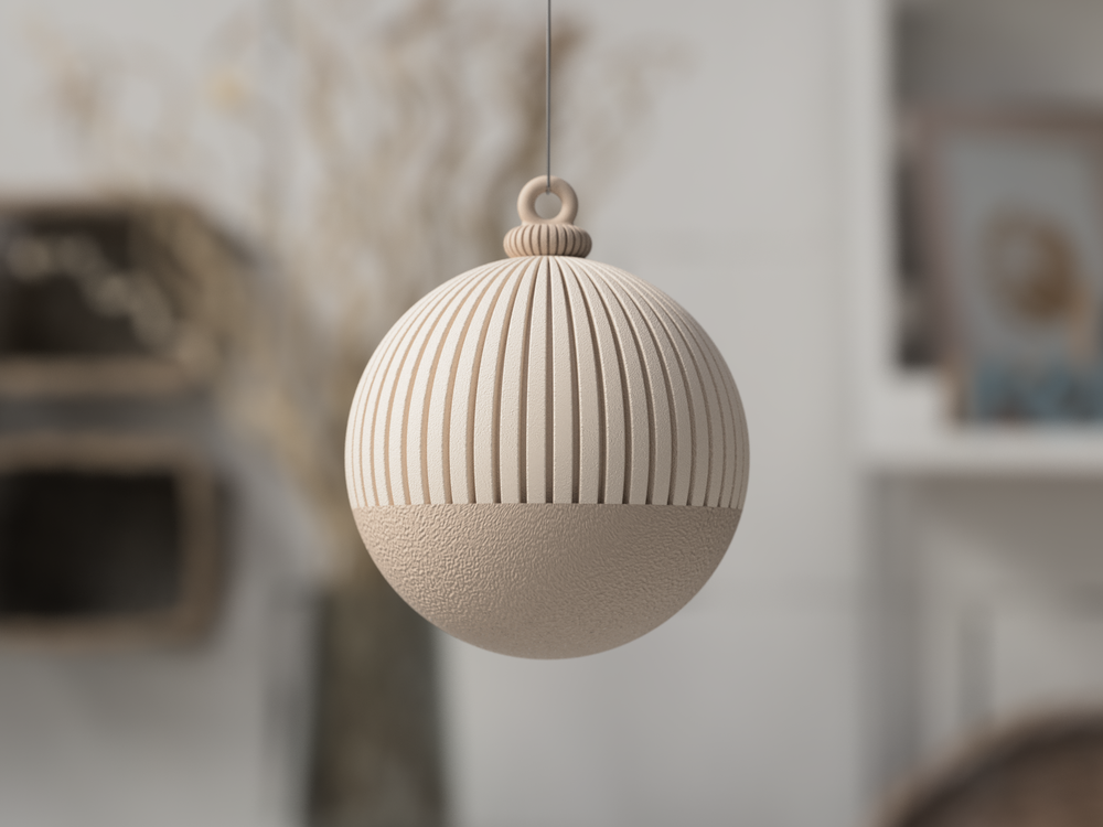 Japandi Christmas Ball - 3D printed in Canada by UMore3D