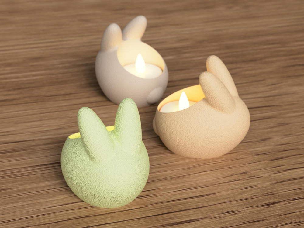 Easter Bunny LED Tealight Holder - 3D printed in Canada by UMore3D