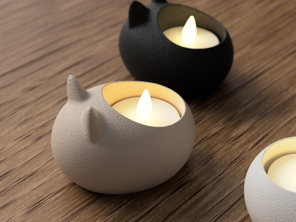 Cat LED Tealight Holder - 3D printed in Canada by UMore3D