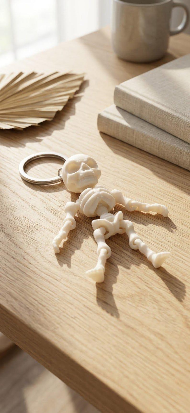3D Printed Skeleton Keychain, side view